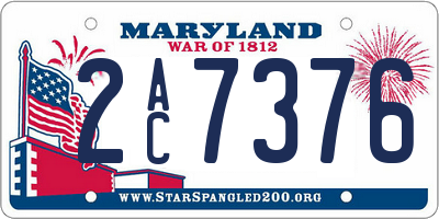 MD license plate 2AC7376
