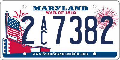 MD license plate 2AC7382