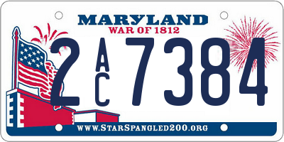 MD license plate 2AC7384