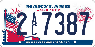 MD license plate 2AC7387