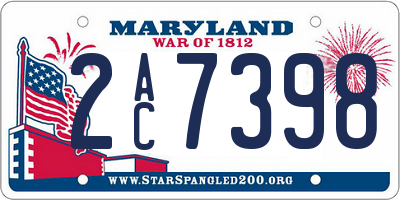 MD license plate 2AC7398