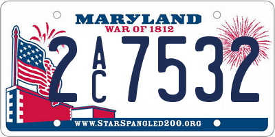 MD license plate 2AC7532