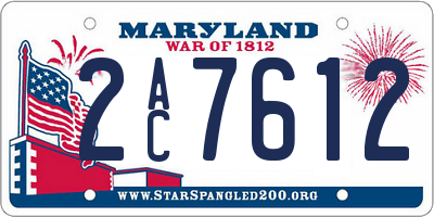 MD license plate 2AC7612