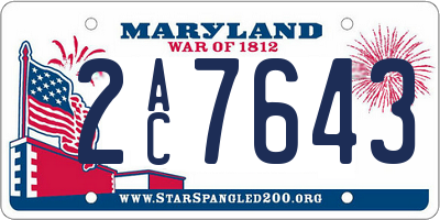 MD license plate 2AC7643