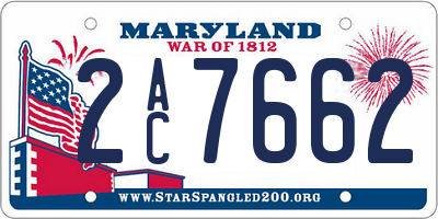 MD license plate 2AC7662