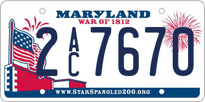 MD license plate 2AC7670