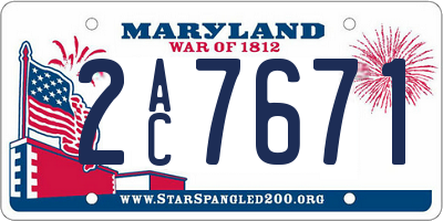 MD license plate 2AC7671