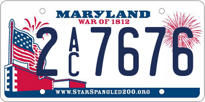 MD license plate 2AC7676