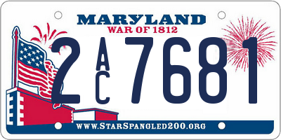 MD license plate 2AC7681