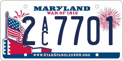 MD license plate 2AC7701