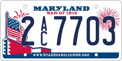 MD license plate 2AC7703