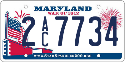 MD license plate 2AC7734