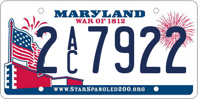 MD license plate 2AC7922