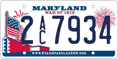 MD license plate 2AC7934