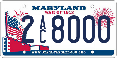 MD license plate 2AC8000