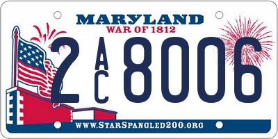 MD license plate 2AC8006