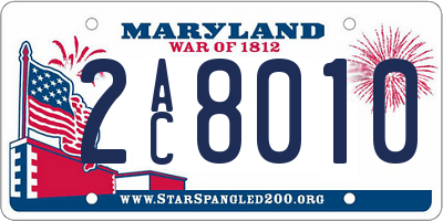 MD license plate 2AC8010