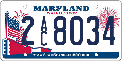 MD license plate 2AC8034