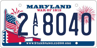 MD license plate 2AC8040