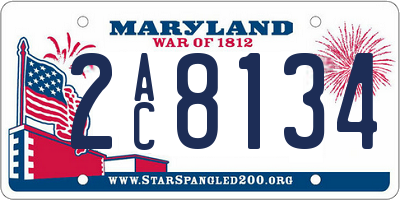MD license plate 2AC8134