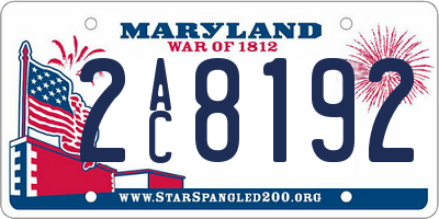 MD license plate 2AC8192