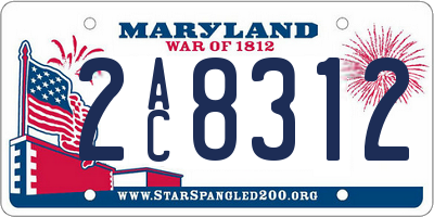 MD license plate 2AC8312