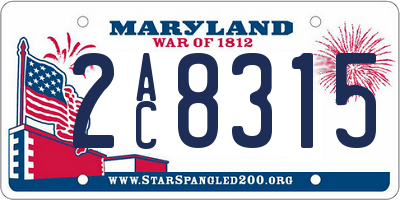 MD license plate 2AC8315