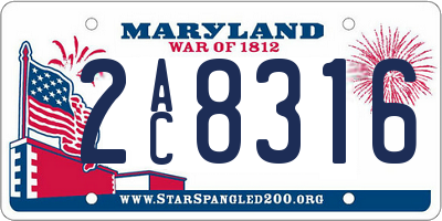 MD license plate 2AC8316