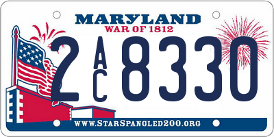 MD license plate 2AC8330