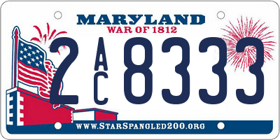 MD license plate 2AC8333