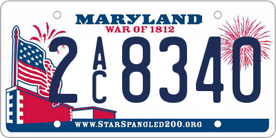 MD license plate 2AC8340