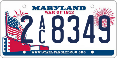 MD license plate 2AC8349