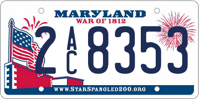 MD license plate 2AC8353