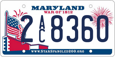 MD license plate 2AC8360