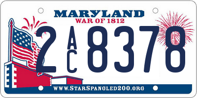 MD license plate 2AC8378