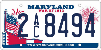 MD license plate 2AC8494