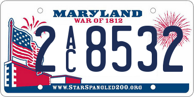 MD license plate 2AC8532