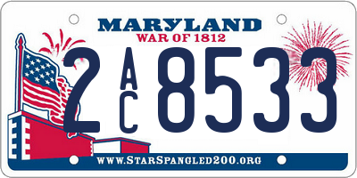MD license plate 2AC8533