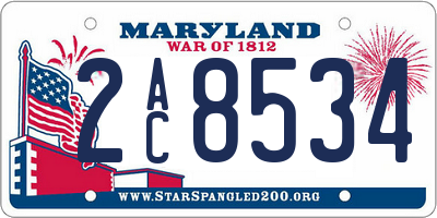MD license plate 2AC8534