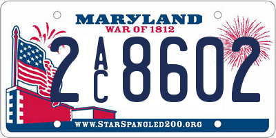MD license plate 2AC8602