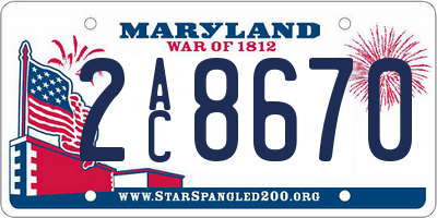 MD license plate 2AC8670