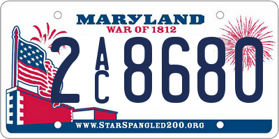 MD license plate 2AC8680