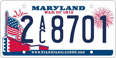 MD license plate 2AC8701
