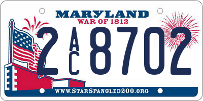 MD license plate 2AC8702