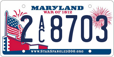 MD license plate 2AC8703