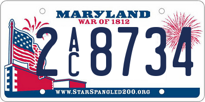 MD license plate 2AC8734