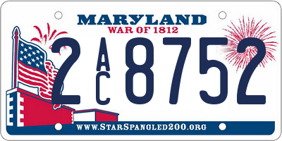 MD license plate 2AC8752