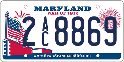 MD license plate 2AC8869