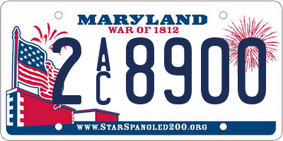 MD license plate 2AC8900