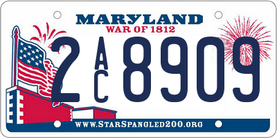 MD license plate 2AC8909